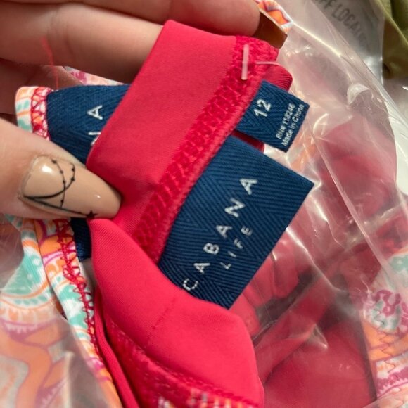 Cabana Life Kids Girls Pink Printed Rash Guard Bikini Bottoms Set UPF 50+ Sz 12 - Picture 4 of 12